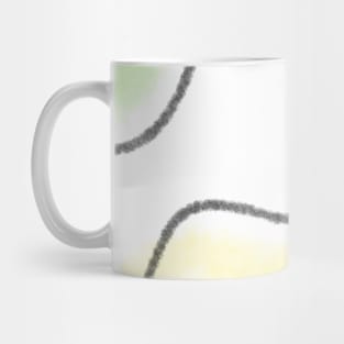 Orange yellow green watercolor black line art Mug